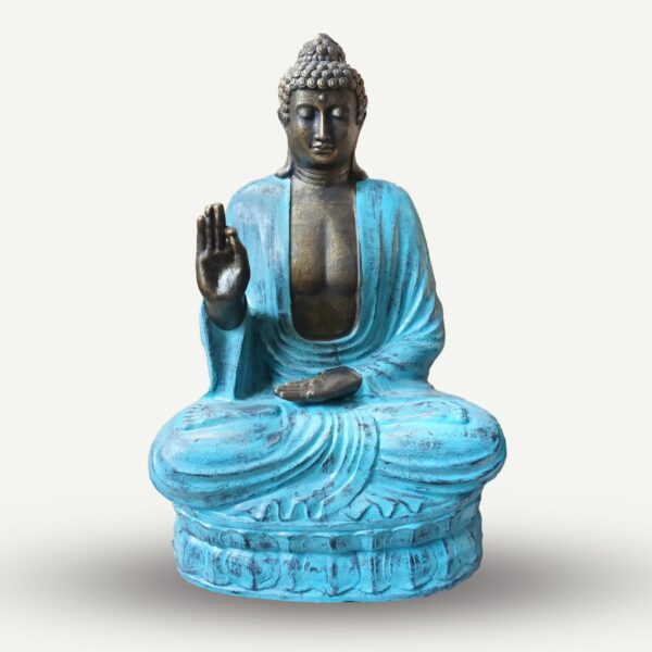 Large Turquoise & Stone Buddha Teaching on Lotus - 2m - Image 2