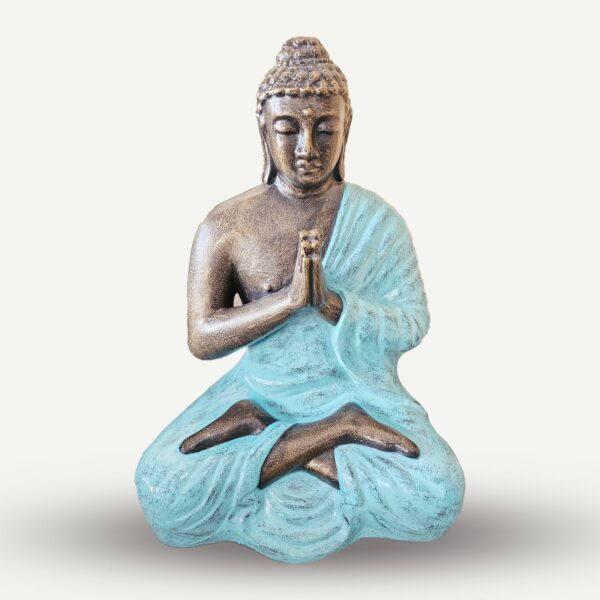 Med Large Turquoise & Gold Praying Buddha Statue - 1.2m Tall