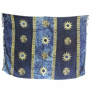 Bali Celtic Sarongs - Sun Symbols - Blue