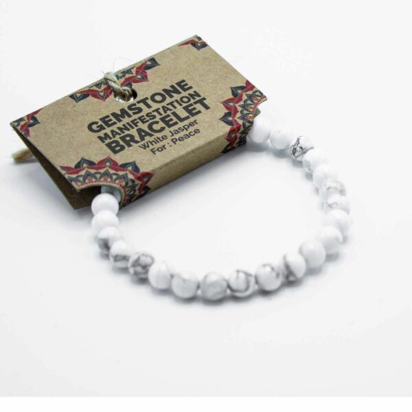 Gemstone Manifestation Bracelet - White Jasper - Peace - Image 2