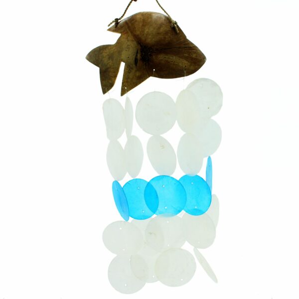 Coconut & Capiz Windchimes - Blue Dolphins - 30cm - Image 2