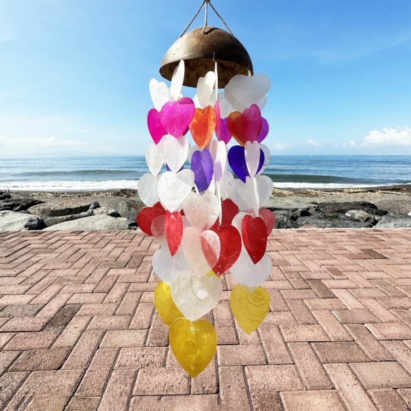 Coconut & Capiz Windchimes - Big Hearts - 40cm - Image 2