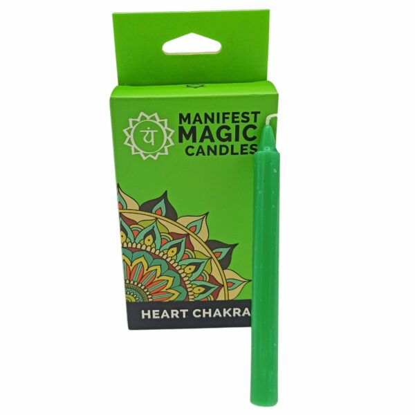 Manifest Magic Candles (pack of 12) - Green - Heart Chakra - Image 2