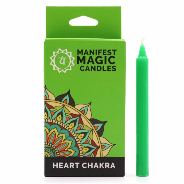 Manifest Magic Candles (pack of 12) - Green - Heart Chakra - Image 5