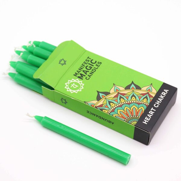 Manifest Magic Candles (pack of 12) - Green - Heart Chakra - Image 6