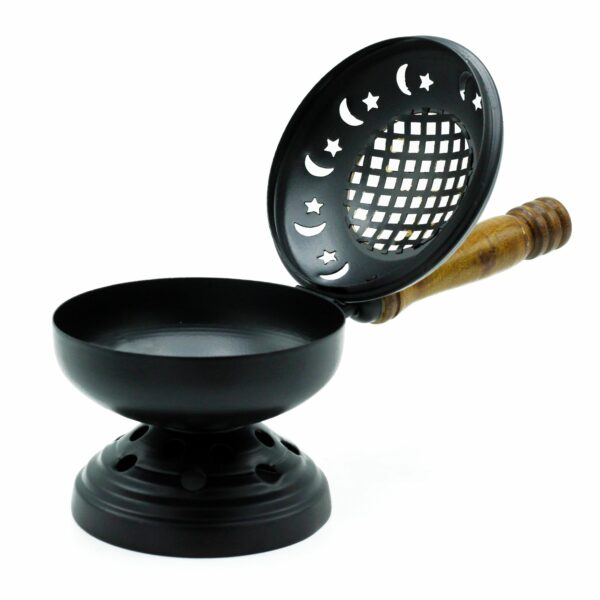 Large Iron Censer on Stand Incense Burner - Gold detail - Image 2