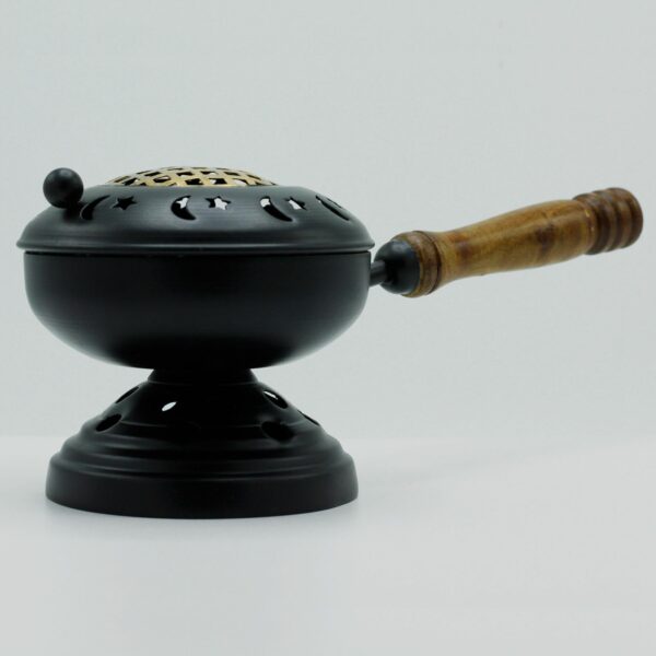 Large Iron Censer on Stand Incense Burner - Gold detail - Image 4