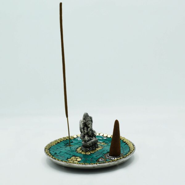 Ganesh Plate Tibetan Decor Cone & Stick Holder - Image 2