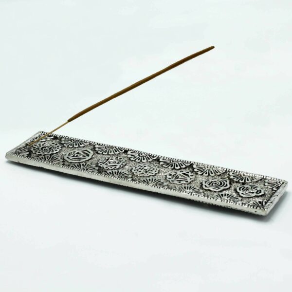Polished Aluminium Chakra Long Incense Holder 23cm - Image 2