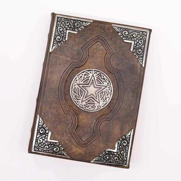 Heafty Brown Tan Book - Zinc Pentagon Decor - 200 Deckle Edges Pages - 26x18cm - Image 3