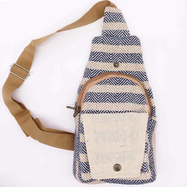 Body Cross Bag Natural Cotton - Tan & Navy - Image 2