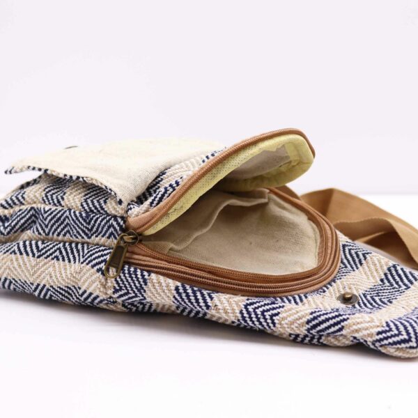 Body Cross Bag Natural Cotton - Tan & Navy - Image 3