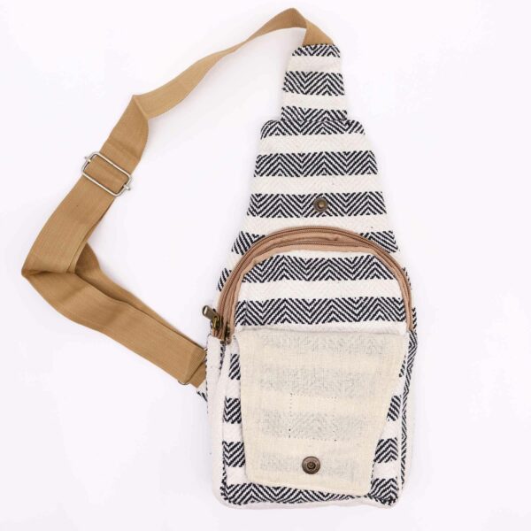 Body Cross Bag Natural Cotton -  Black & White - Image 2