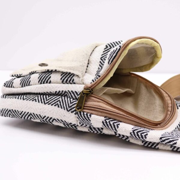 Body Cross Bag Natural Cotton -  Black & White - Image 3