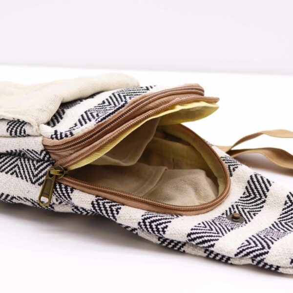 Body Cross Bag Natural Cotton -  Black & White - Image 4