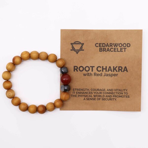 Cedarwood Root Chakra Bangle with Red Jasper - Image 2