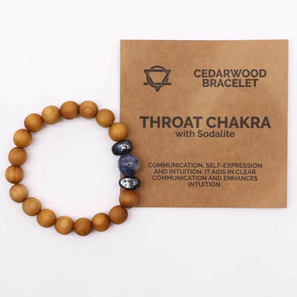 Cedarwood Throat Chakra Bangle with Sodalite - Image 2