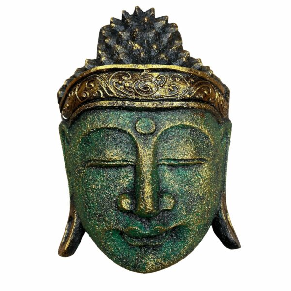 Home Decoration Buddha Head - 25cm - Green Shine Finish - Image 2