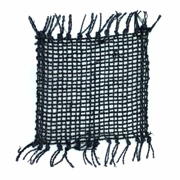 Set of 4 Seagrass Fringe Natural Coasters - Black - Image 2