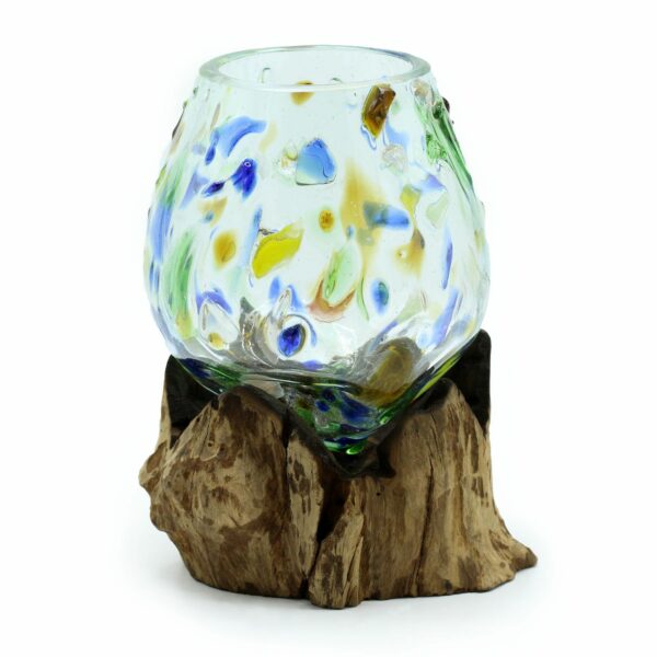 Molten Coloured Glass on Wood - Medium Bowl - Image 2