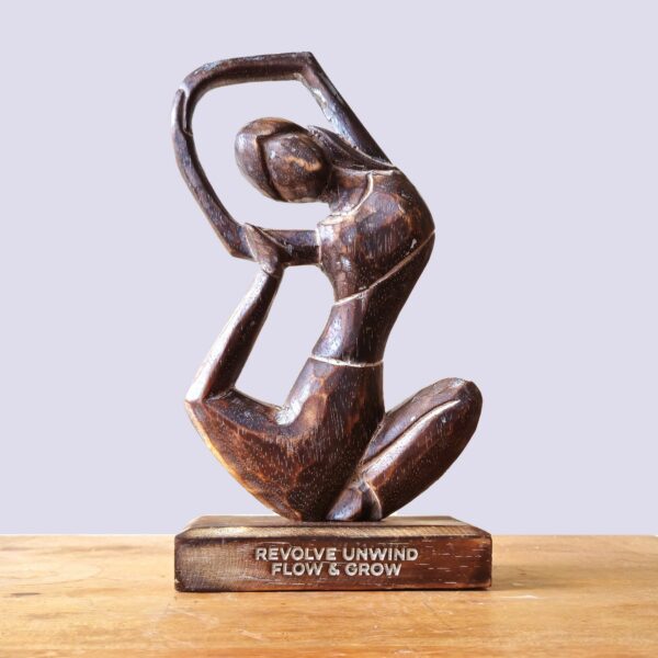 Wooden Yoga Lady - Antique - Revolved Pose - "Revolve Unwind - Flow & Grow" - Image 2