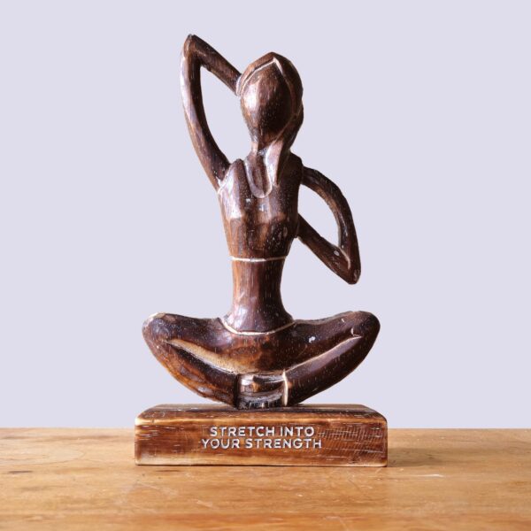 Wooden Yoga Lady - Antique - Cow Face Pose - "Stretch into Your Strength" - Image 2