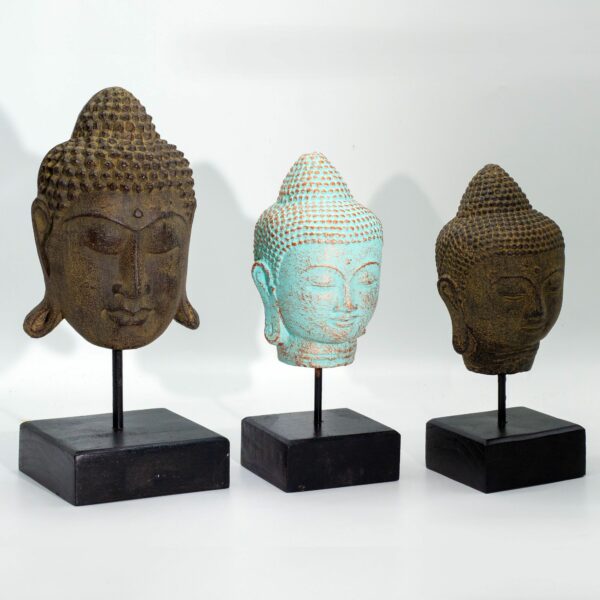 Stillness Buddha Head on Stand - Green Copper - Image 6