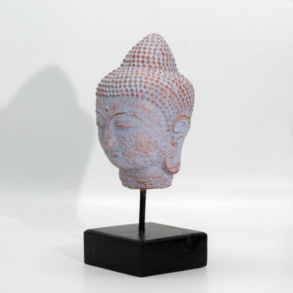 Stillness Buddha Head on Stand - Blue Copper - Image 3