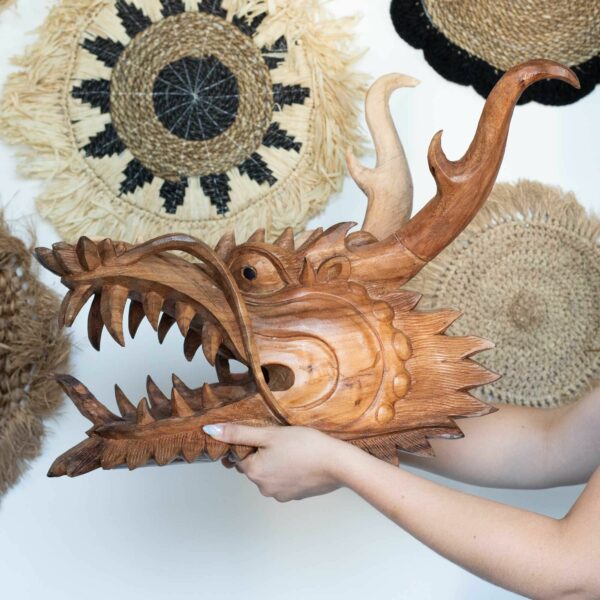 Live Size Dragon Head Carving  - 30cm - Image 2