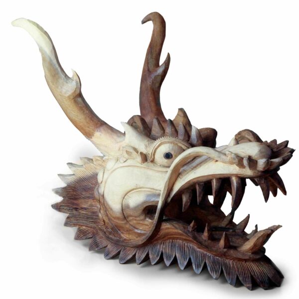 Live Size Dragon Head Carving  - 30cm - Image 3