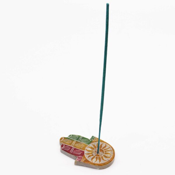 Soapstone Hamsa Incense Holder - Sun Face - Image 2