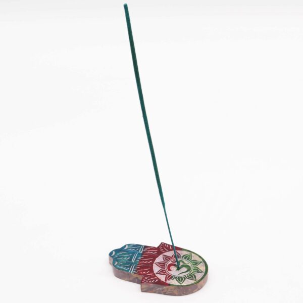 Soapstone Hamsa Incense Holder - OM - Image 2