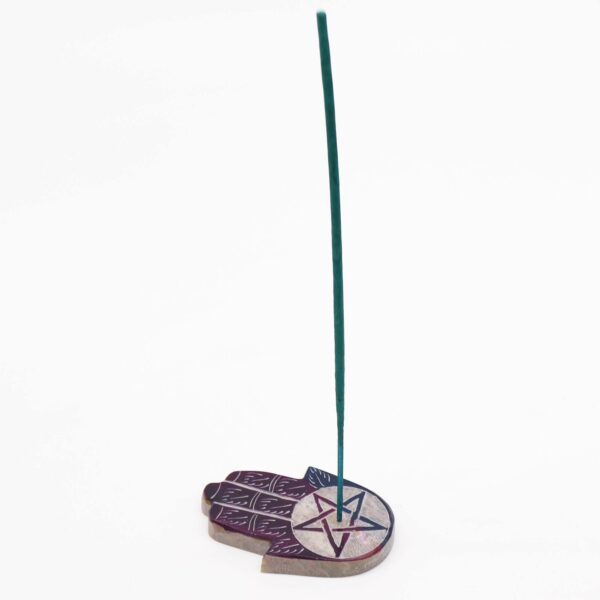 Soapstone Hamsa Incense Holder - Pentagon - Image 2