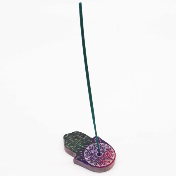 Soapstone Hamsa Incense Holder - Lotus Flower - Image 2