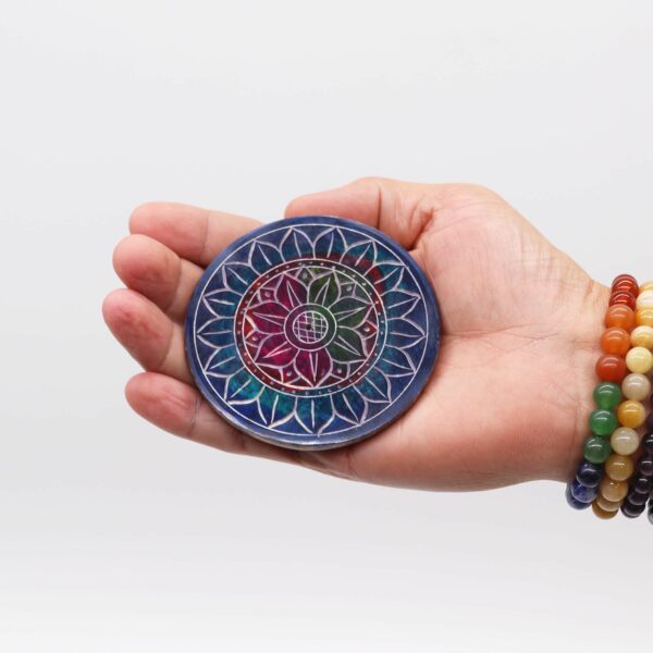 Soapstone Disc Incense Holder - Lotus in Lotus - Image 3
