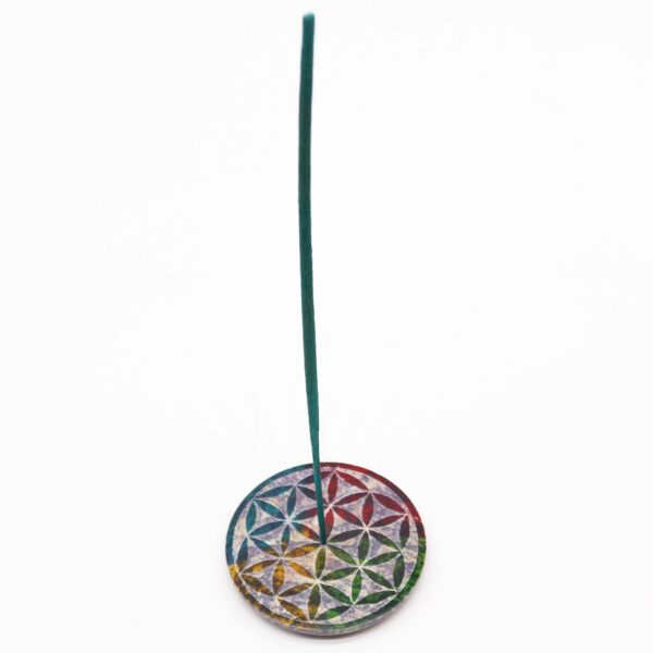 Soapstone Disc Incense Holder - Flower of Life - Image 2