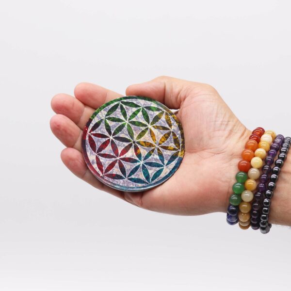 Soapstone Disc Incense Holder - Flower of Life - Image 3