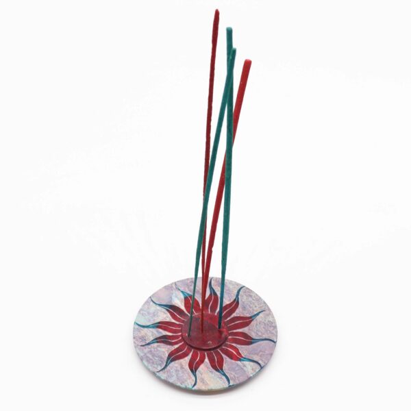 Soapstone Disc Incense Holder - Sun Flower (5 stick holder) - Image 2