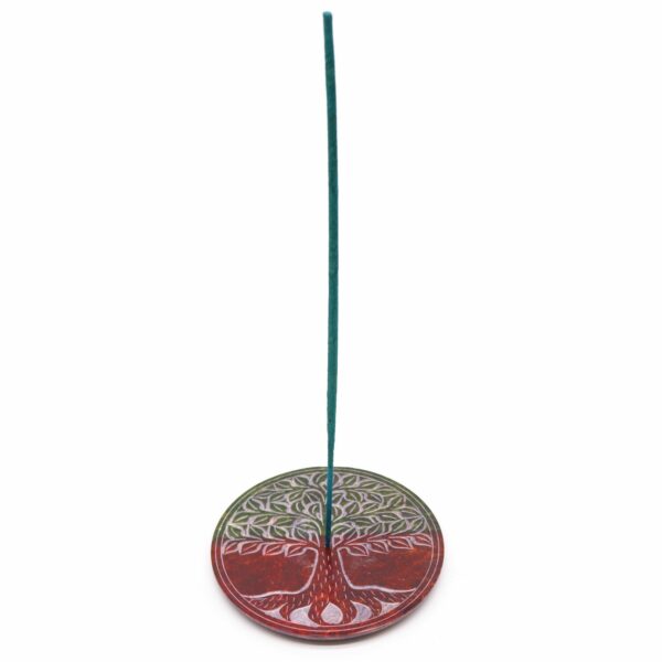 Soapstone Disc Incense Holder - Tree of Life - Image 2