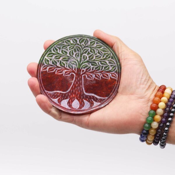 Soapstone Disc Incense Holder - Tree of Life - Image 3
