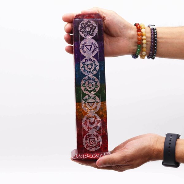 Soapstone Square Tower Incense Holder - 7 Charkras - Image 4