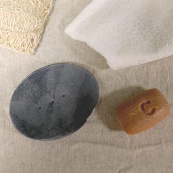 Grey Soapstone Soap Dish 10x12cm- Classic Oval - Image 4