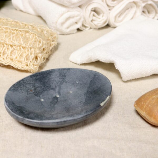 Grey Soapstone Soap Dish 10x12cm- Classic Oval - Image 5