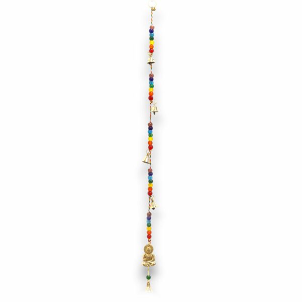 Indian Chimes - Brass Buddha with Chakra Beads String Bells 53cm