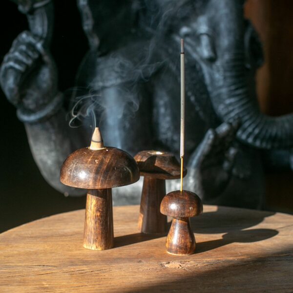 Set of 3 Mini Incense Mushrooms (8cm 7cm 6.5cm) - Image 2