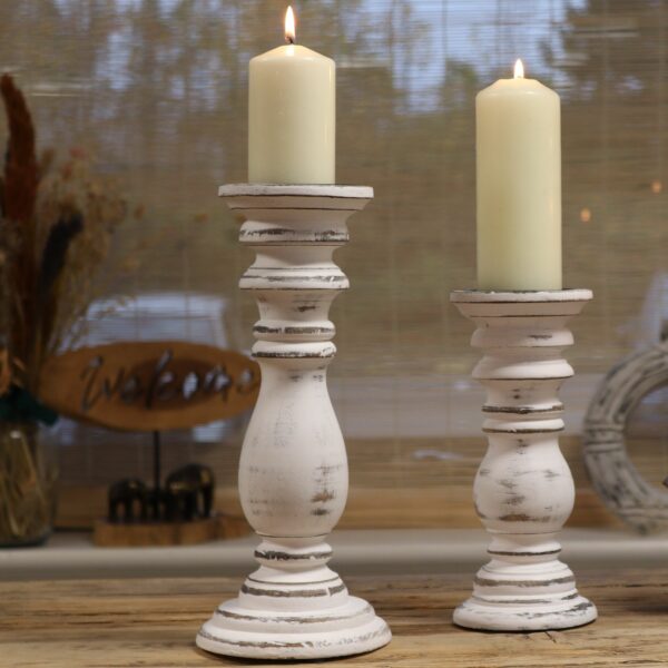 Classic Candle Stand - Whitewash - Medium - Image 4