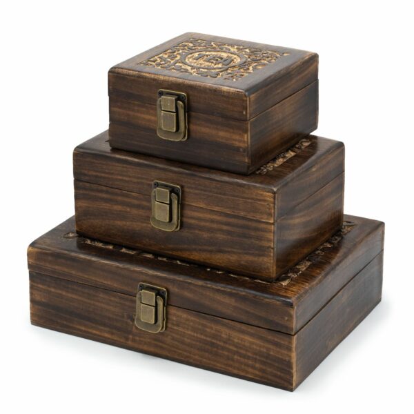 Mango Carved Tea Box - (6 compartments) - Image 2