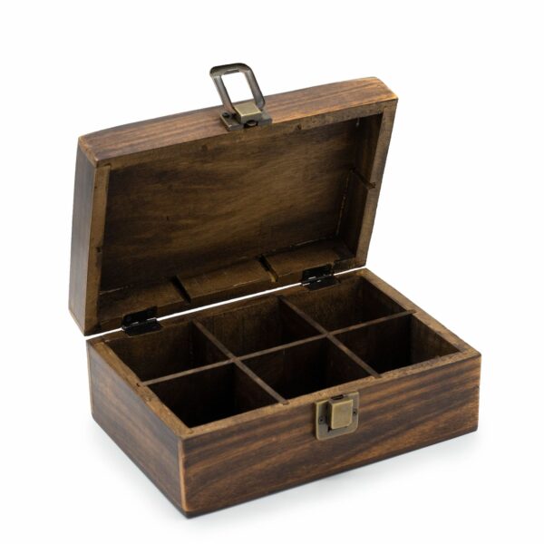 Mango Carved Tea Box - (6 compartments) - Image 3