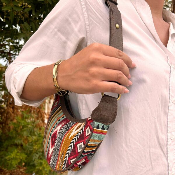 Jacquard Hobo Bag - Rich Browns (brown strap) - Image 4