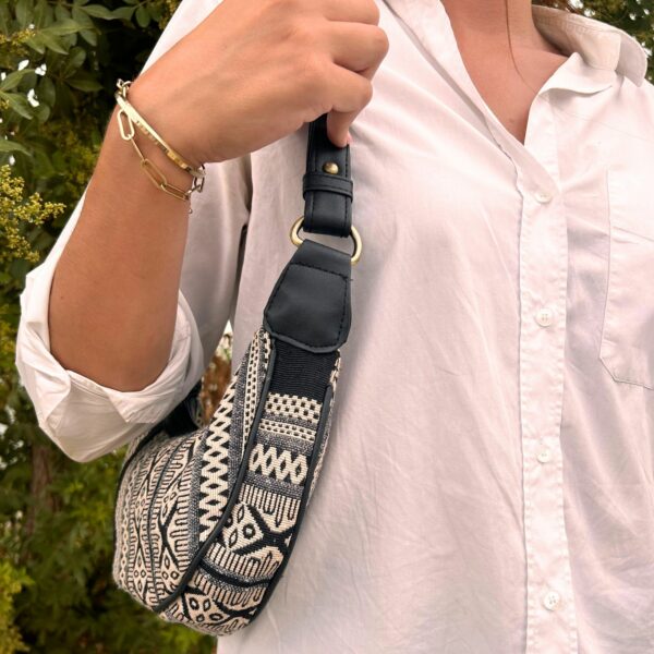 Jacquard Hobo Bag - Grey Metro (black strap) - Image 4